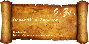 Ocsenás Zsombor névjegykártya